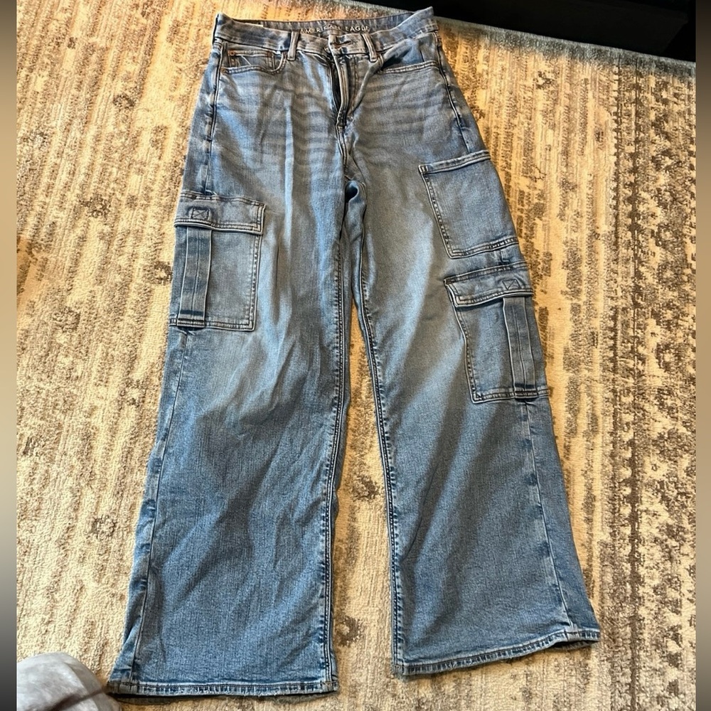 American Eagle Outfitters Blue Cargo Jeans (read description)